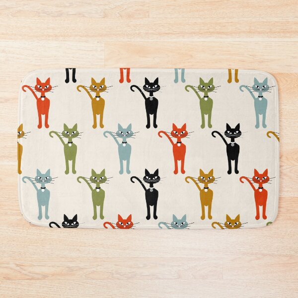 Item preview, Colorful Retro Cat Repeat Pattern on Beige designed and sold by Sharon Schwalbe.