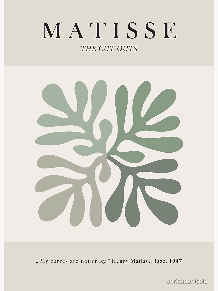Henri Matisse Cut Outs Sage Green Leaves | Art Board Print