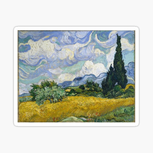 Vincent Van Gogh - Weizenfeld mit Zypressen Sticker