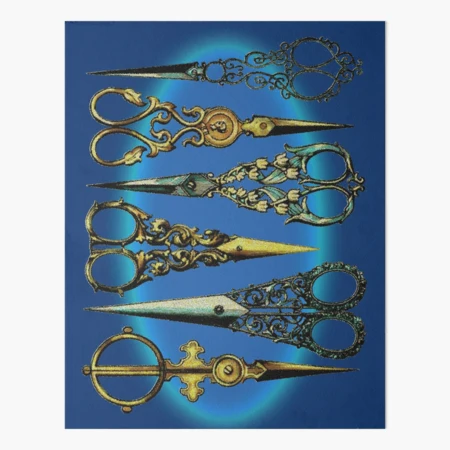 antique sewing scissors  Art Board Print for Sale by sandpiperstudio