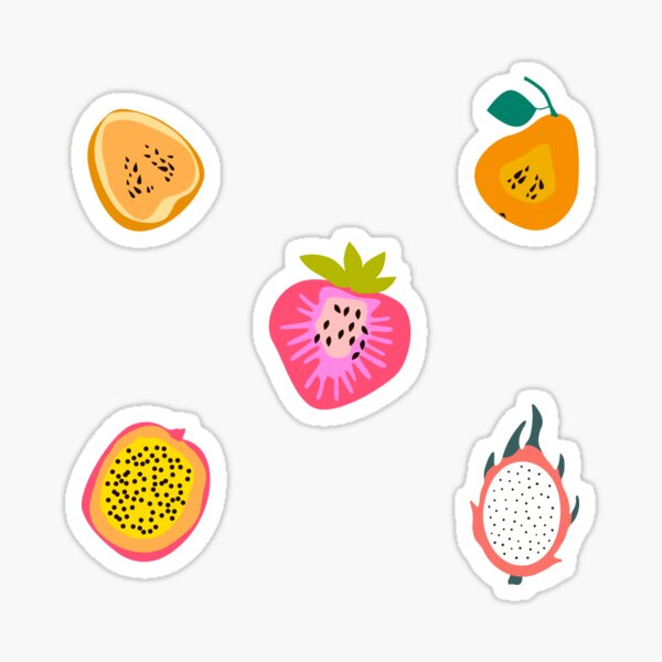 Artikel-Vorschau von Aufkleberpaket mit tropischen Früchten und Beeren, designt und verkauft von Tek Sage.