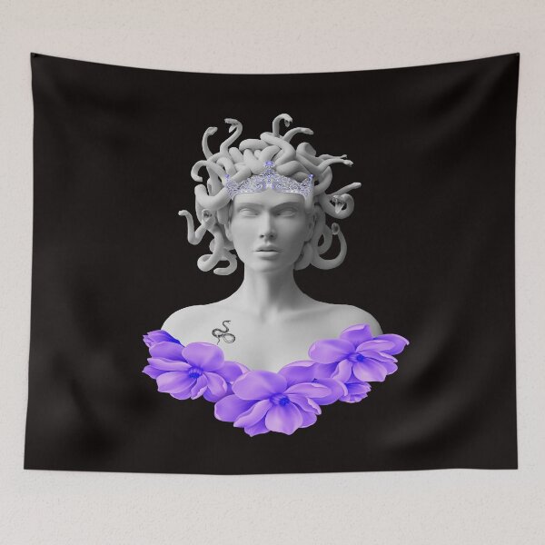 Item preview, Medusa Gorgon Greek Mythology Purple Floral designed and sold by Atteestude.