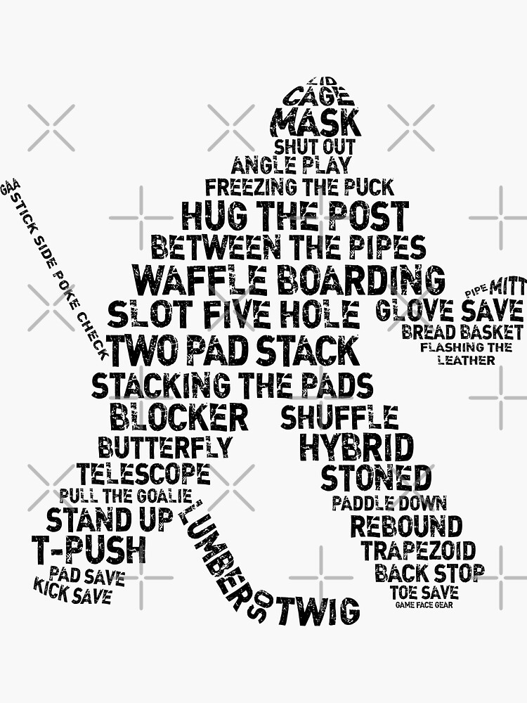 "Typographic Hockey Goalie Goaltender" Sticker for Sale by gamefacegear