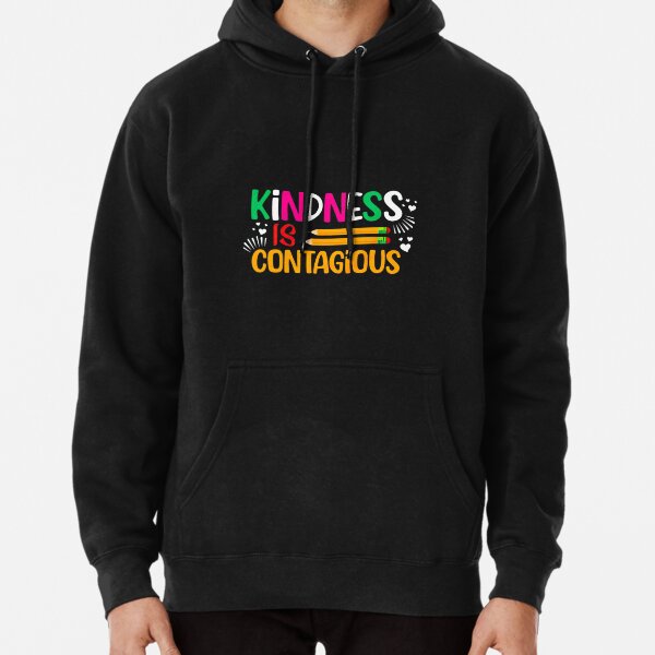 Mens Classic Pullover Hoodie Sweatshirt,Kindness is Contagious Print