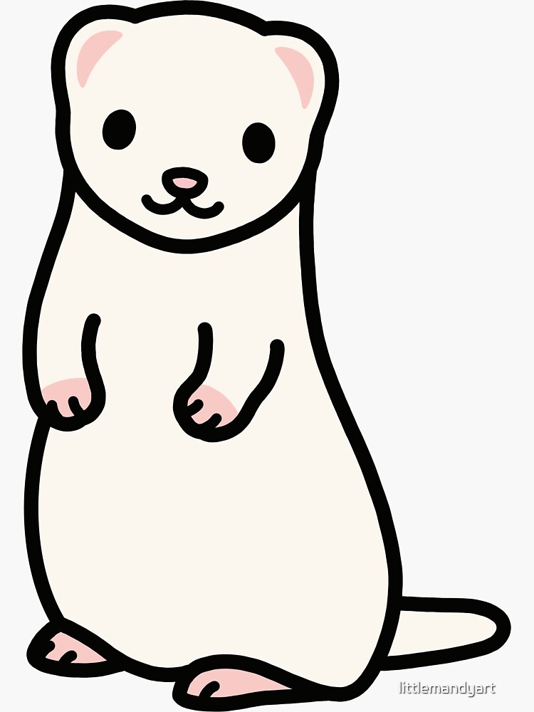 Thumbnail 3 of 3, Sticker, Albino Ferret designed and sold by littlemandyart.