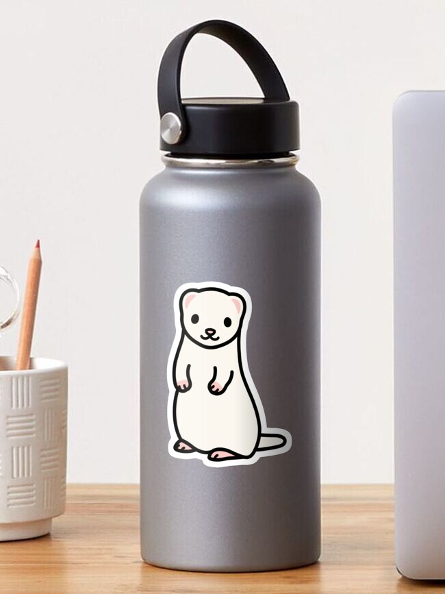 Thumbnail 1 of 3, Sticker, Albino Ferret designed and sold by littlemandyart.