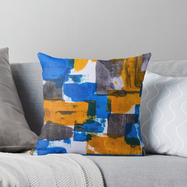 Item preview, Blue orange white grey and black beautiful abstract painting designed and sold by Berry Pink.