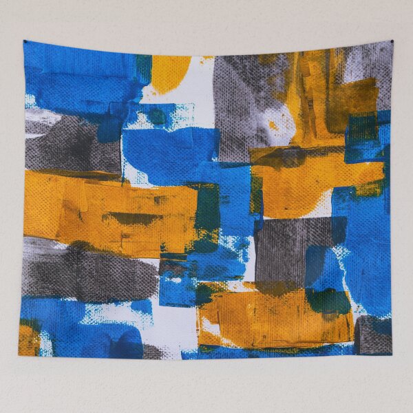 Item preview, Blue orange white grey and black beautiful abstract painting designed and sold by Berry Pink.