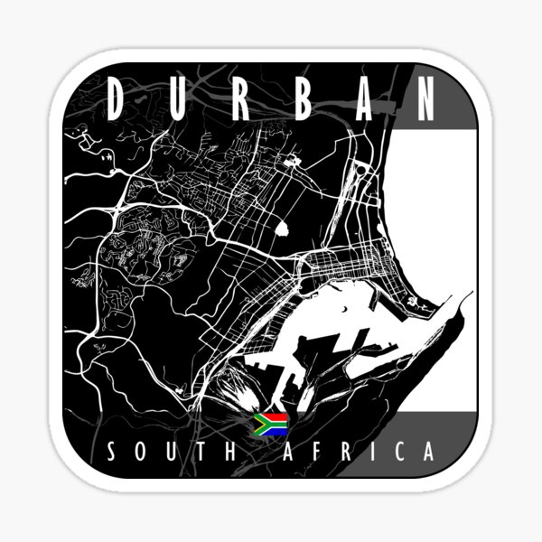 "DURBAN MAP SOUTH AFRICA" Sticker for Sale by hatimelhag Redbubble
