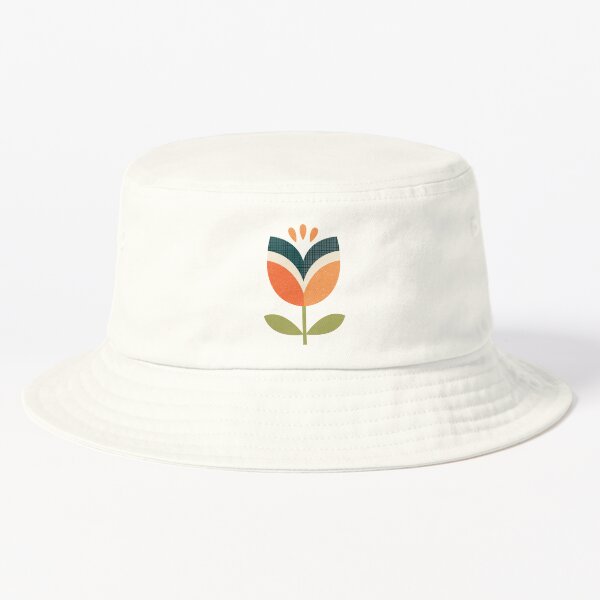 Retro Tulip - Orange and Olive Green Bucket Hat