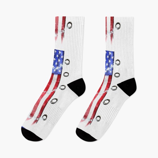 Item preview, USA Flag Sneakers Laces America Love Striped Flag - White designed and sold by Jolly-Yosei.