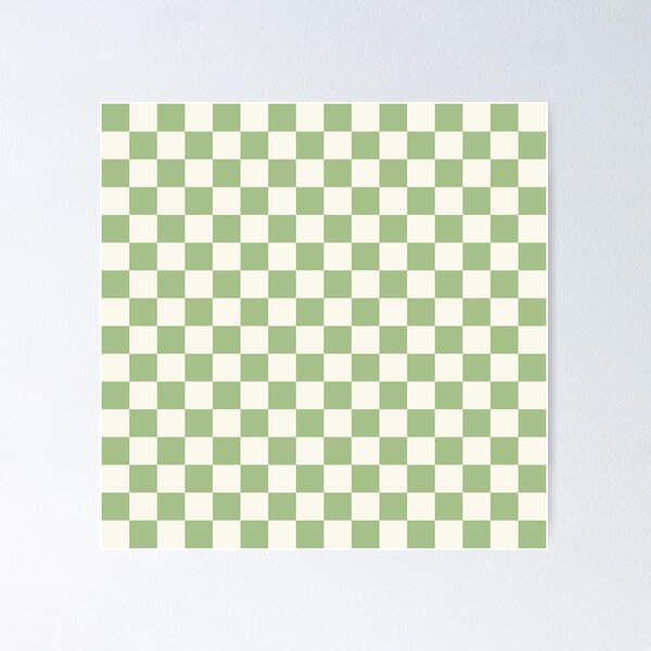 Checkerboard Check Checkered Pattern in Sage Olive Green and Beige