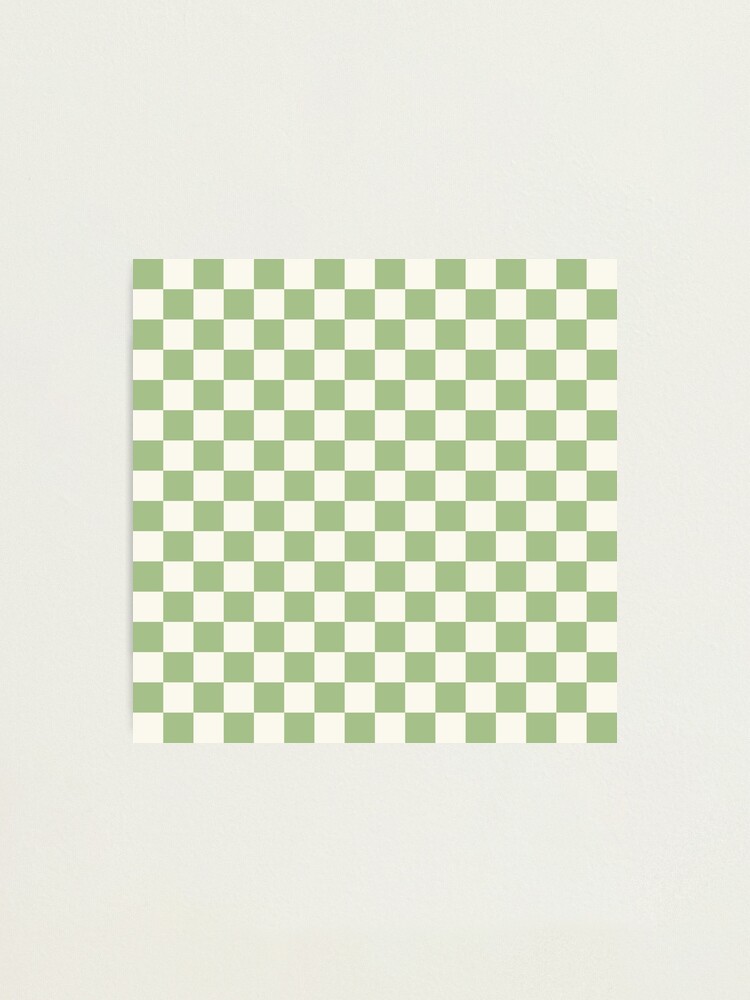 Checkerboard Check Checkered Pattern in Sage Green and Beige