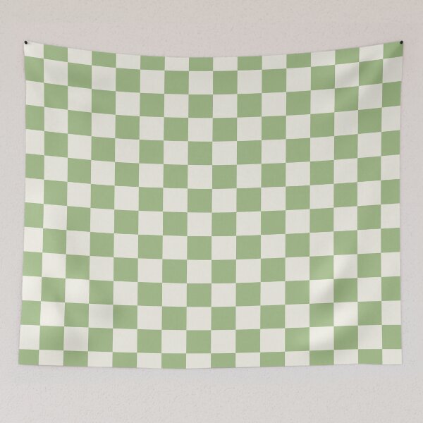 Item preview, Checkerboard Check Checkered Pattern in Light Sage Green and Cream designed and sold by kierkegaard.