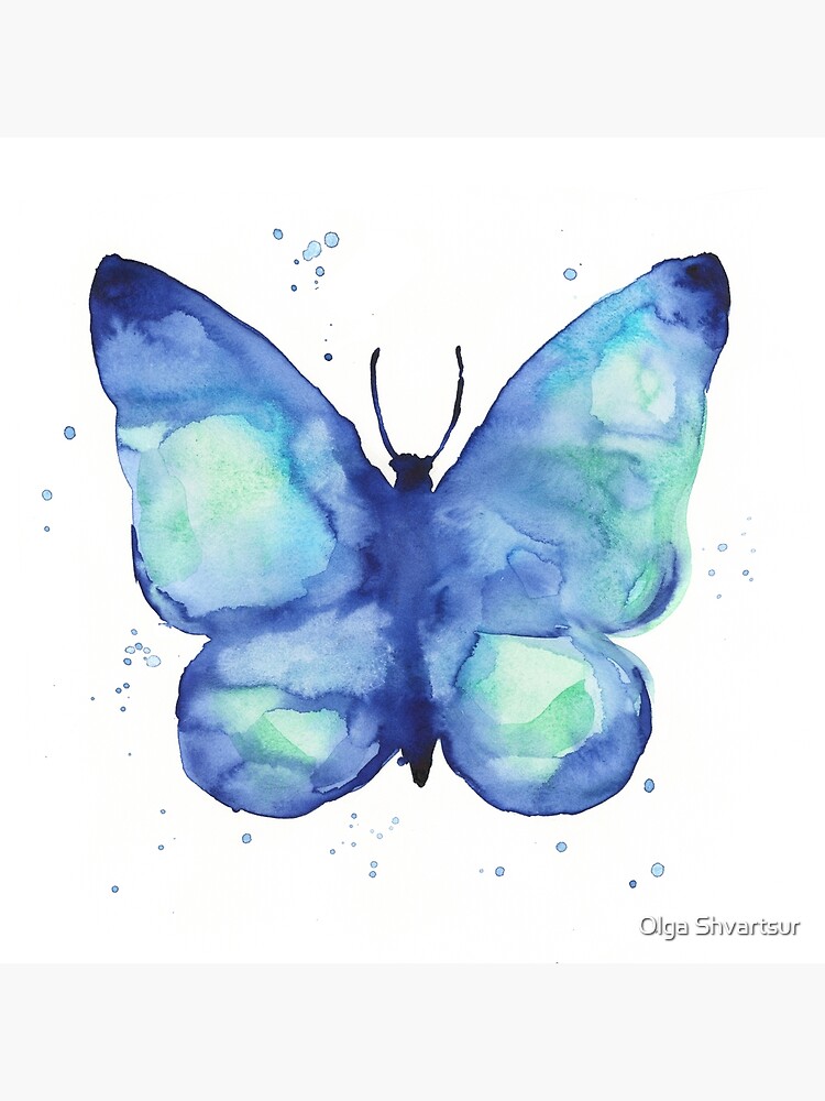 Discover Blue Butterfly Abstract Watercolor Butterflies Premium Matte Vertical Poster