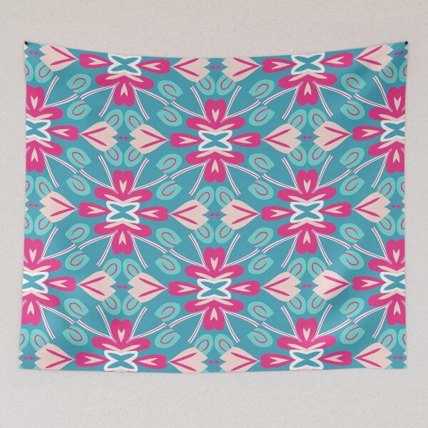 Artikelvorschau, Bright Teal, Hot Pink, and Blush Pink Swirly Geometric Pattern entworfen und verkauft von cozycaroline.