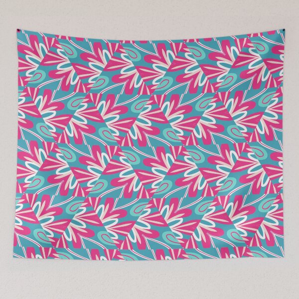 Artikelvorschau, Bright Teal, Hot Pink, and Blush Pink Swirly Geometric Pattern entworfen und verkauft von cozycaroline.