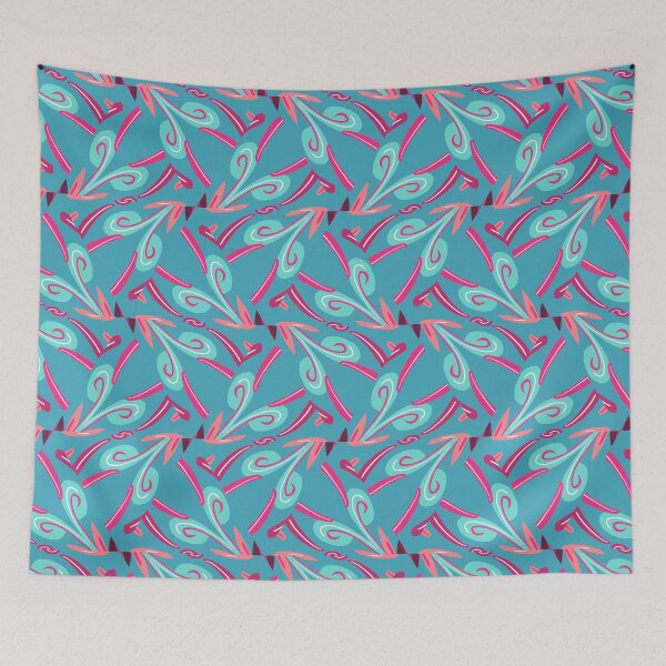 Artikelvorschau, Bright Teal, Hot Pink, and Blush Pink Swirly Geometric Pattern entworfen und verkauft von cozycaroline.