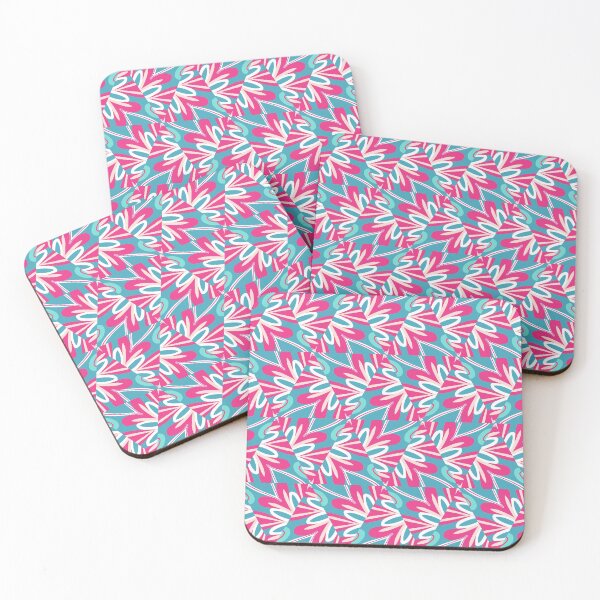 Aperçu de l'œuvre Bright Teal, Hot Pink, and Blush Pink Swirly Geometric Pattern créée et vendue par cozycaroline.