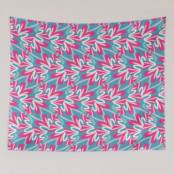 Artikelvorschau, Bright Teal, Hot Pink, and Blush Pink Swirly Geometric Pattern entworfen und verkauft von cozycaroline.