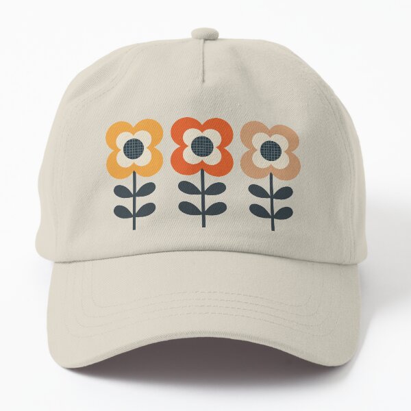 Mod Flowers in Retro Colors on Charcoal Dad Hat