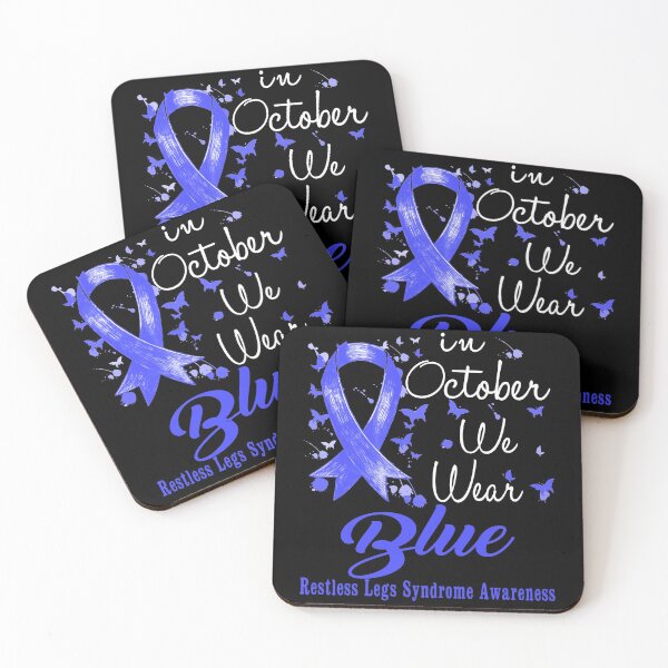 Item preview, In October We Wear Blue Ribbon Restless Legs Syndrome Awareness designed and sold by largellie.