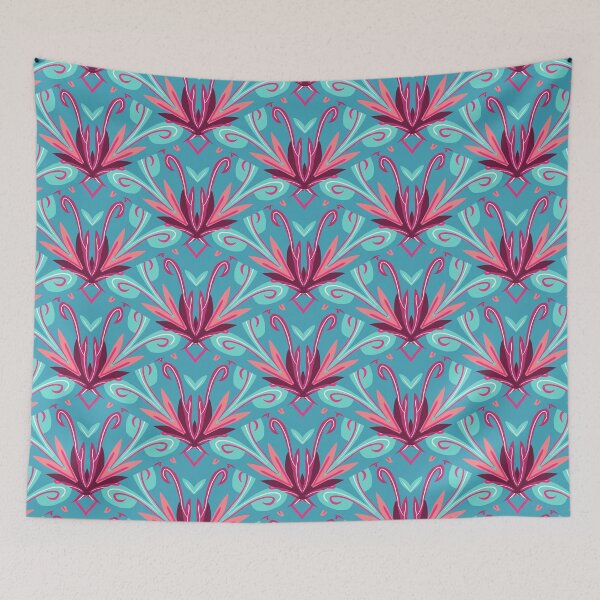 Artikelvorschau, Bright Teal, Hot Pink, and Blush Pink Swirly Geometric Pattern entworfen und verkauft von cozycaroline.