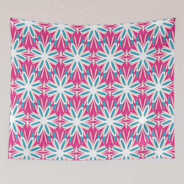 Artikelvorschau, Bright Teal, Hot Pink, and Blush Pink Swirly Geometric Pattern entworfen und verkauft von cozycaroline.