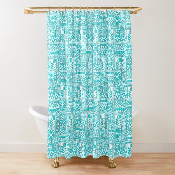 Polynesie Pop Turquoise Surf Shower Curtain