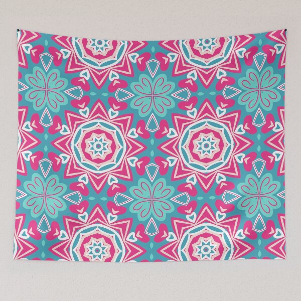Artikelvorschau, Bright Teal, Hot Pink, and Blush Pink Swirly Geometric Pattern entworfen und verkauft von cozycaroline.