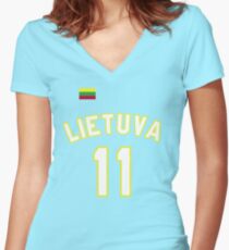 Arvydas Sabonis 11 Lithuania Basketball Women's Fitted V-Neck T-Shirt