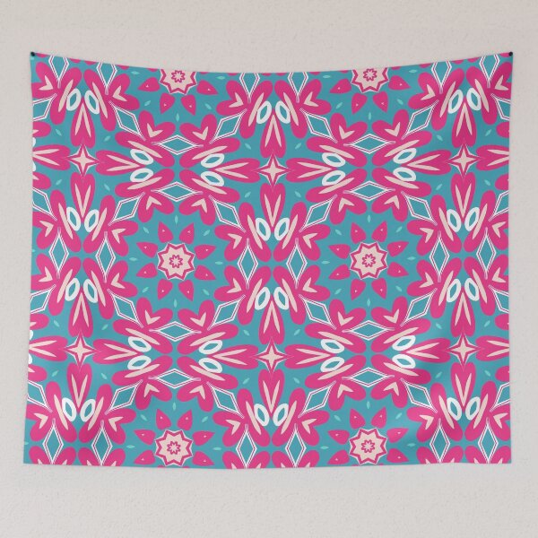 Artikelvorschau, Bright Teal, Hot Pink, and Blush Pink Swirly Geometric Pattern entworfen und verkauft von cozycaroline.