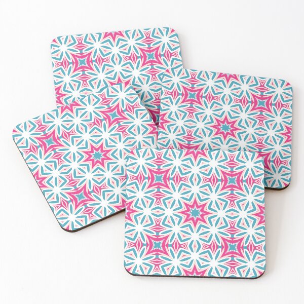Aperçu de l'œuvre Bright Teal, Hot Pink, and Blush Pink Swirly Geometric Pattern créée et vendue par cozycaroline.