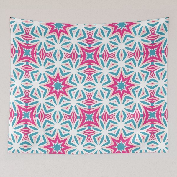 Artikelvorschau, Bright Teal, Hot Pink, and Blush Pink Swirly Geometric Pattern entworfen und verkauft von cozycaroline.