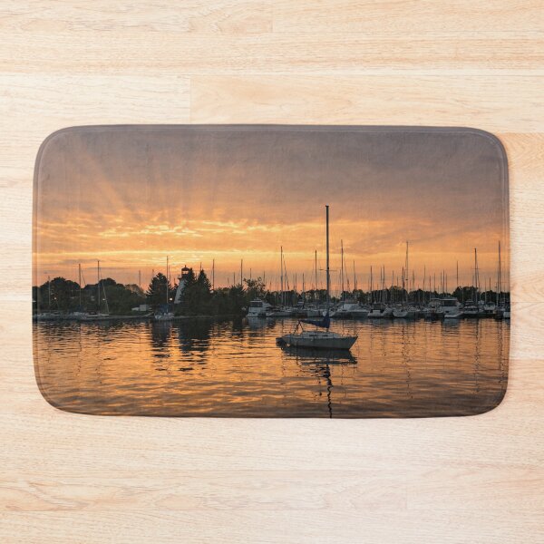 Item preview, Silky Sunrays Sailboat - a Gorgeous Sunrise at a Marina designed and sold by Georgia Mizuleva.