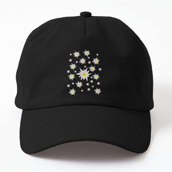 Edelweiss Pattern on Black Dad Hat