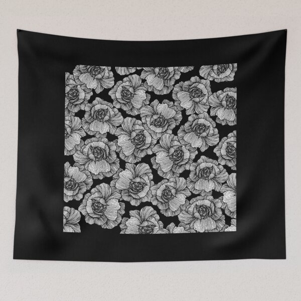 Item preview, Elegant Black and White Modern Line Art Flowers designed and sold by Blkstrawberry.