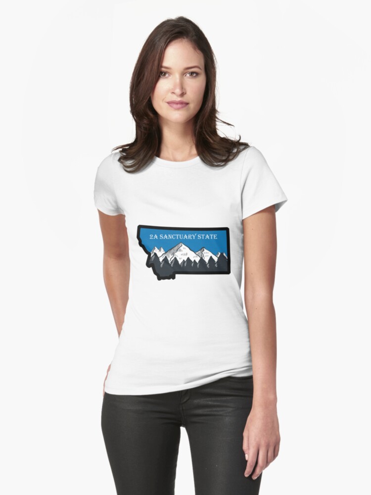 Thumbnail 1 of 3, Fitted T-Shirt, Montana is a Second Amendment Sanctuary State designed and sold by SanctuaryCounty.
