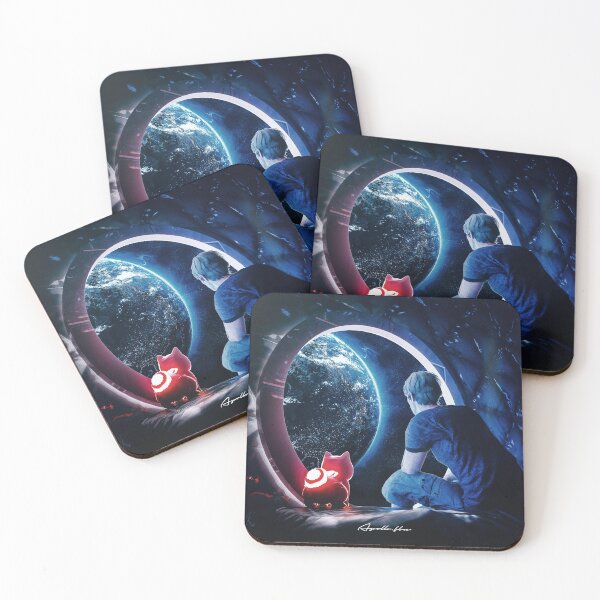 Item preview, Man and cat hanging out in space designed and sold by ApolloStudios.