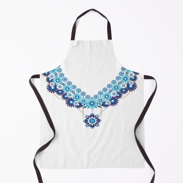 Item preview, Flora Necklace for collar shirts and blouses. Blue ethnic flowers neck line. designed and sold by Babadollcraft.