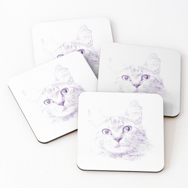 Item preview, Purple Cat Drawing designed and sold by Caroline Chatfield.