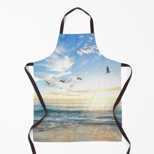 Item preview, Seagulls Flying over the Ocean, Blue Sky with Golden Clouds, Sunset, sunrise designed and sold by OiaK.