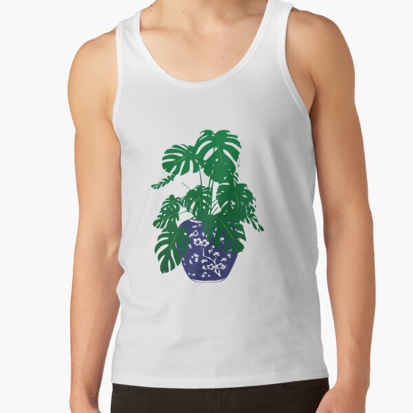Monstera Plant in Blue and White Plant Pot | Monstera Leaves | House Plants | Pot Plants | Potted Plants | Tank Top