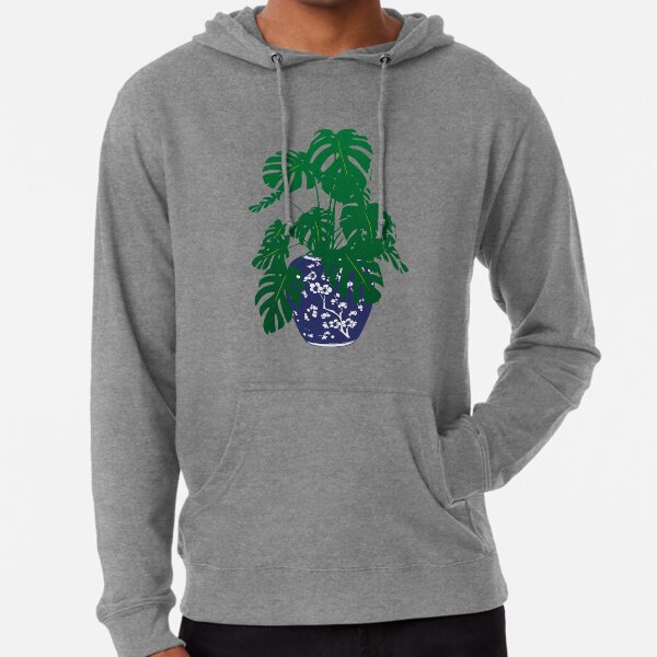 Monstera Plant in Blue and White Plant Pot | Monstera Leaves | House Plants | Pot Plants | Potted Plants | Lightweight Hoodie
