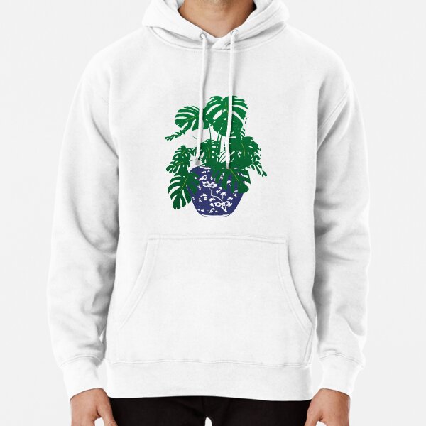 Monstera Plant in Blue and White Plant Pot | Monstera Leaves | House Plants | Pot Plants | Potted Plants | Pullover Hoodie