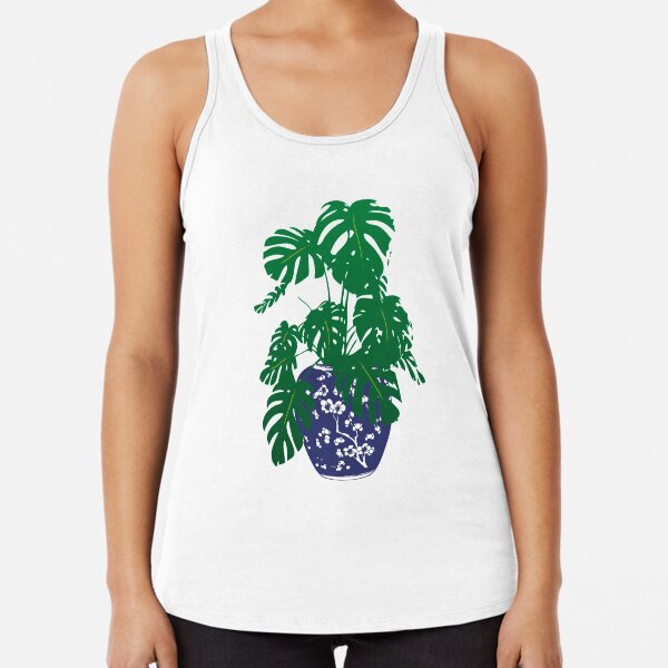 Monstera Plant in Blue and White Plant Pot | Monstera Leaves | House Plants | Pot Plants | Potted Plants | Racerback Tank Top