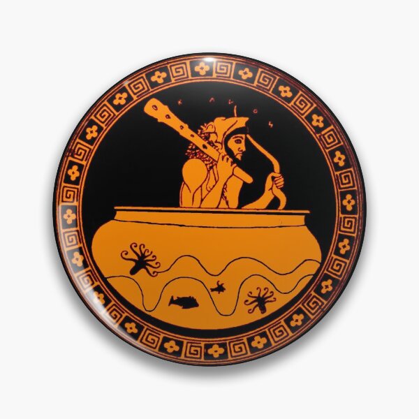 Item preview, Herakles (Hercules) with club inside a greek dinos vase attic red figure  designed and sold by WillowNox7.