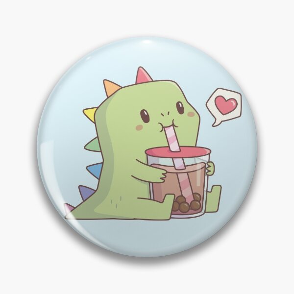 Item preview, Cute Dino with Rainbow Spikes Loves Bubble Tea designed and sold by rustydoodle.
