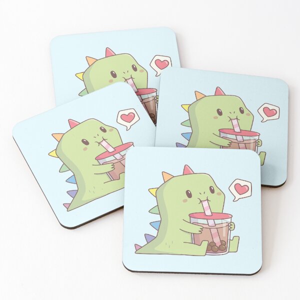 Item preview, Cute Dino with Rainbow Spikes Loves Bubble Tea designed and sold by rustydoodle.