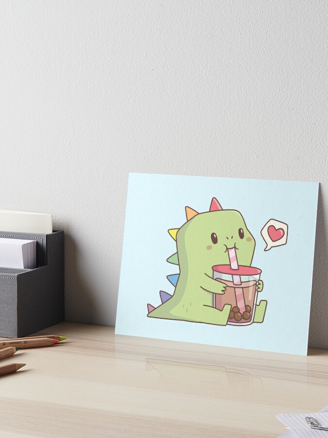 Cute Little Dino Loves Milk Sticker for Sale by rustydoodle